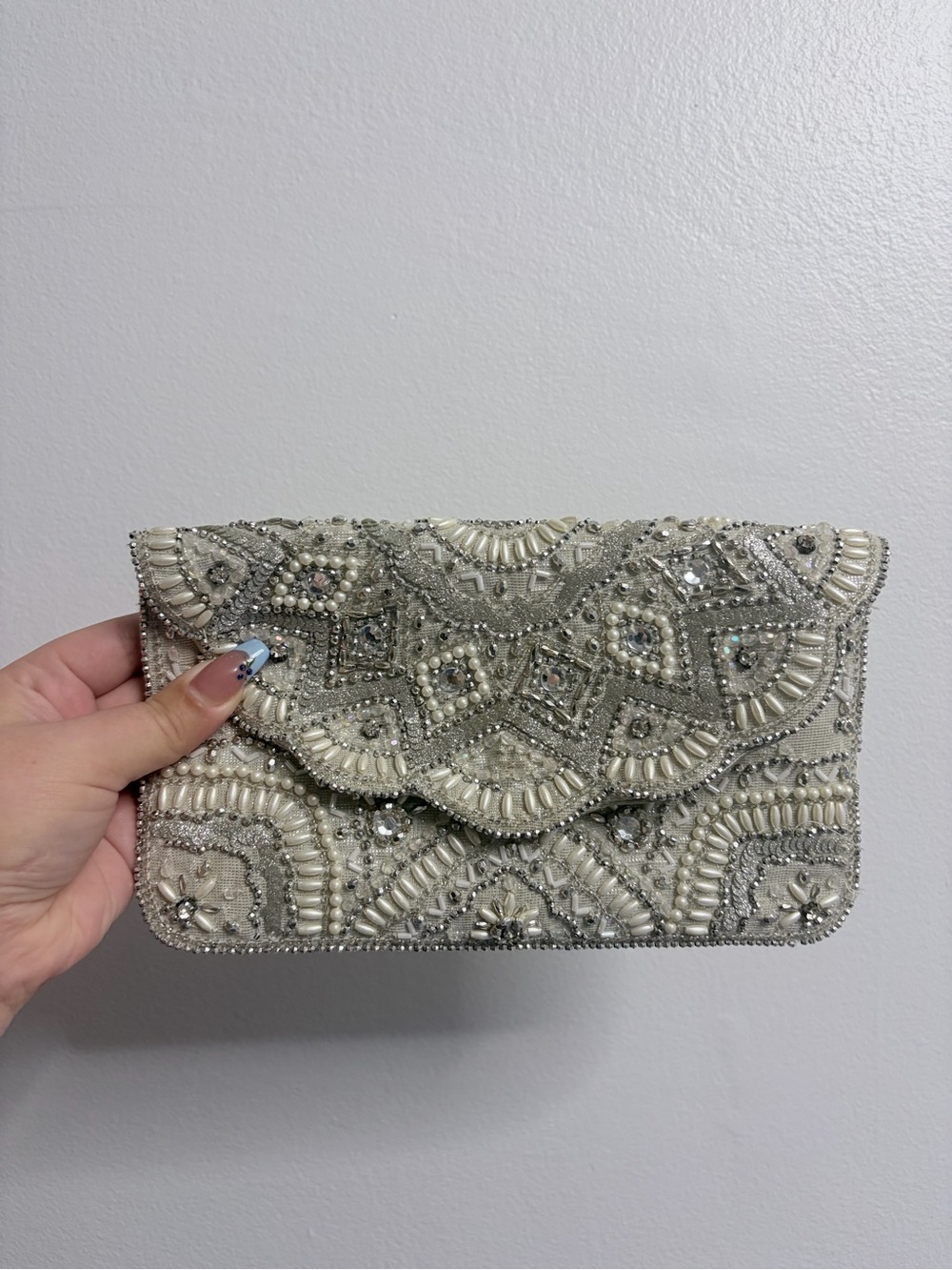 Accessorize London Silver Beaded Clutch